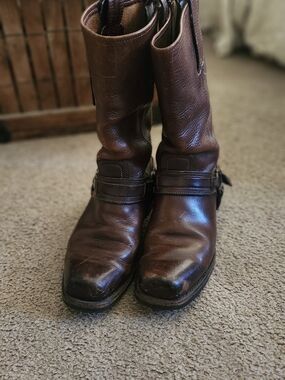Frye Brown Leather Boots W/ Buckles